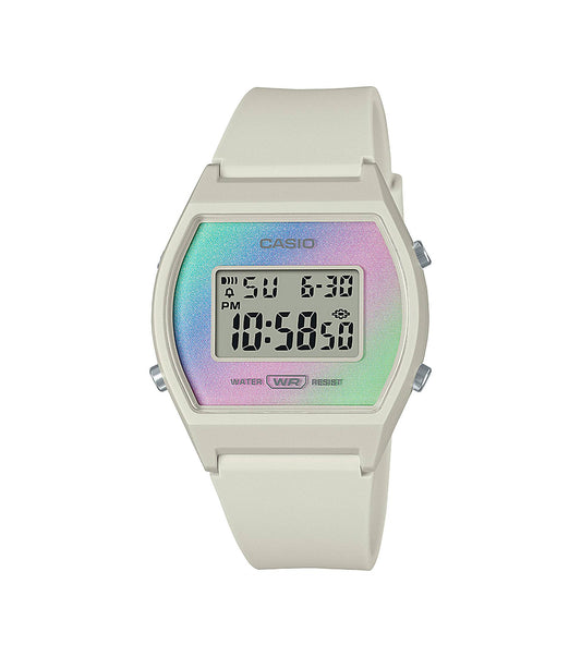 Casio Unisex Watch with Cream Silicone Strap