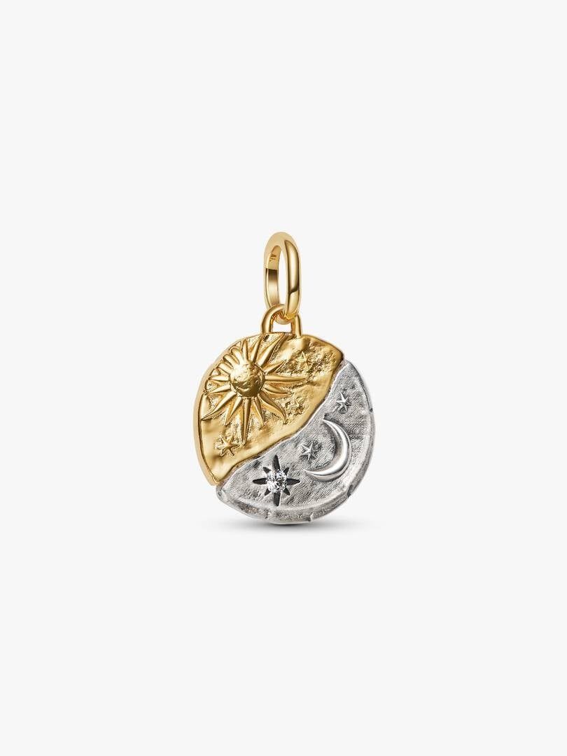 Pandora Sun and Moon Medallion Charm "Per Aspera Ad Astra"