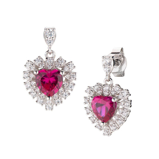 Pendientes Stardust con circonitas blancas y rojas