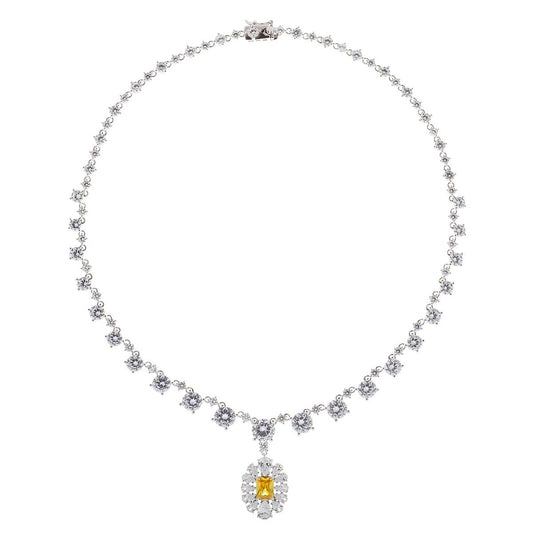 Gargantilla Stardust con circonitas y colgante de circonita amarilla