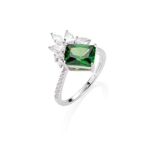 Anillo Stardust en Plata con Circonitas Blancas y Verdes