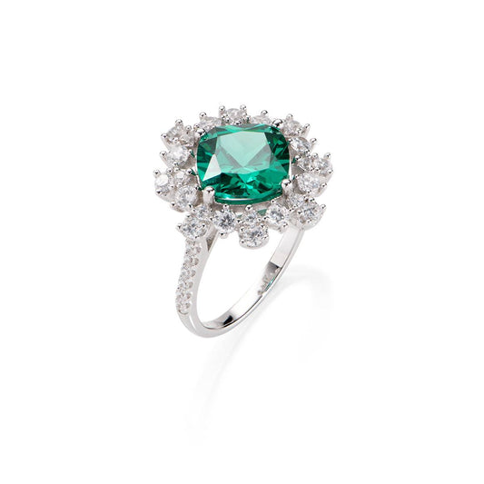 Anillo Stardust en Plata con Circonitas Blancas y Verdes
