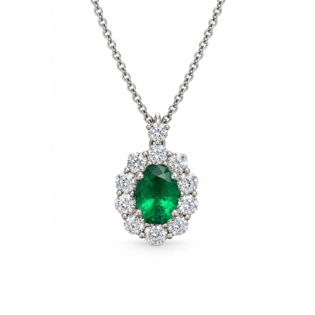 Collana Golay Kate  in Oro Bianco 18 KT con Smeraldo e Diamanti Naturali PCL043DISM1