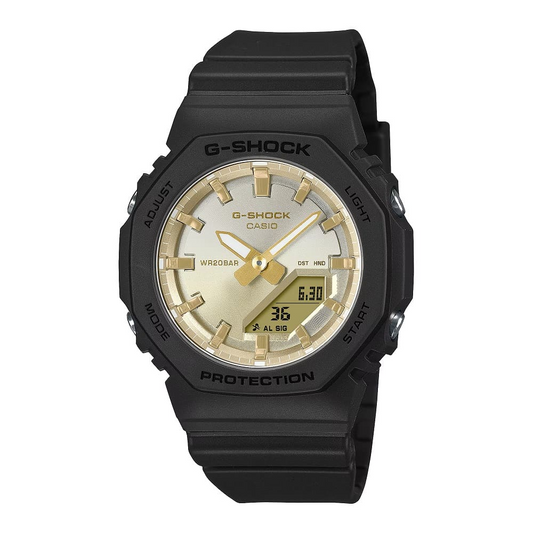 Women's G-Shock Watch with Octagonal Case and Gold Dial