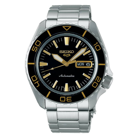Orologio Seiko 5 Sport Automatico Nero con Dettagli Oro
