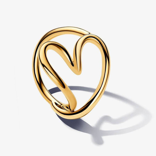 Anillo Pandora de corazón con líneas sinuosas