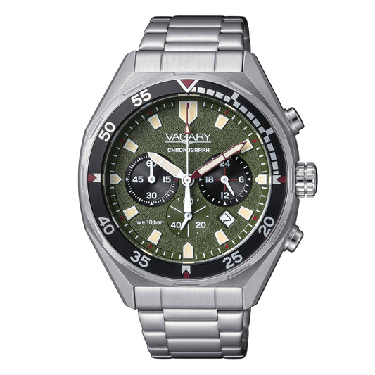 Orologio Vagary Da Uomo Cronografo In Acciaio Con Quadrante Verde