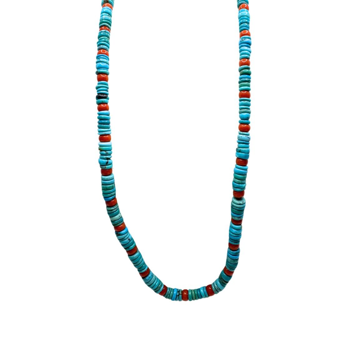 Collar Rajola con Turquesa y Coral Rojo