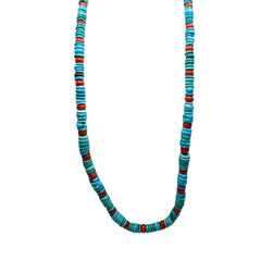 Collar Rajola con Turquesa y Coral Rojo