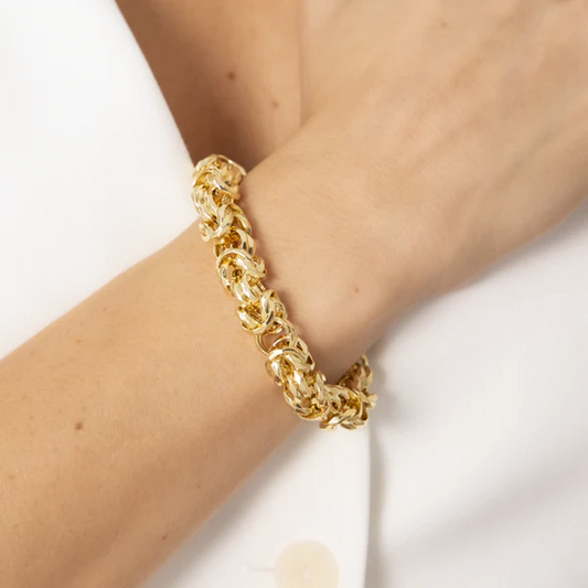 Bracciale Etrusca Maxi Catena Bizantina Martellata