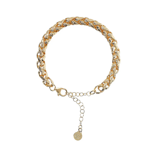 Pulsera etrusca Maxi con cadena de trigo martillado