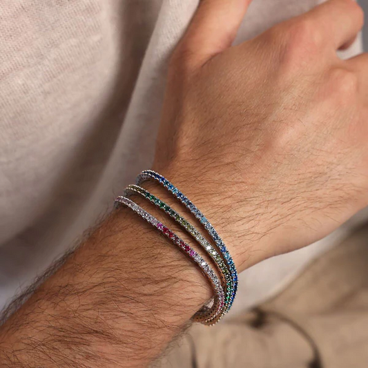 Pulsera de tenis Albert M. con circonita cúbica verde sombreada