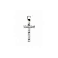 Ciondolo Pendente Iniziale in Oro Bianco 18 KT e Zirconi PND012