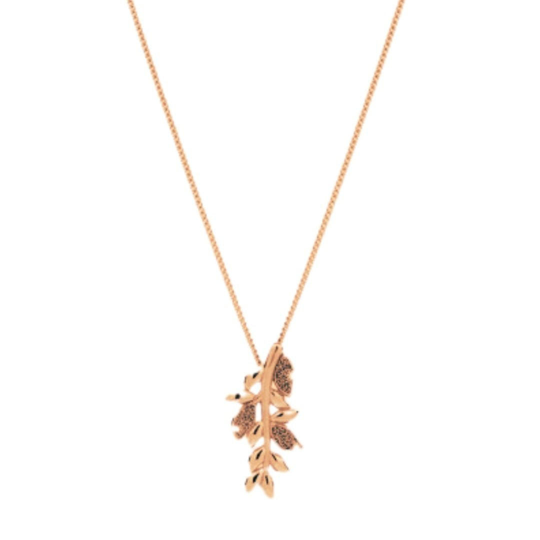 Rebecca Jolie Rose Silver and Diamond Dust Leaves Necklace