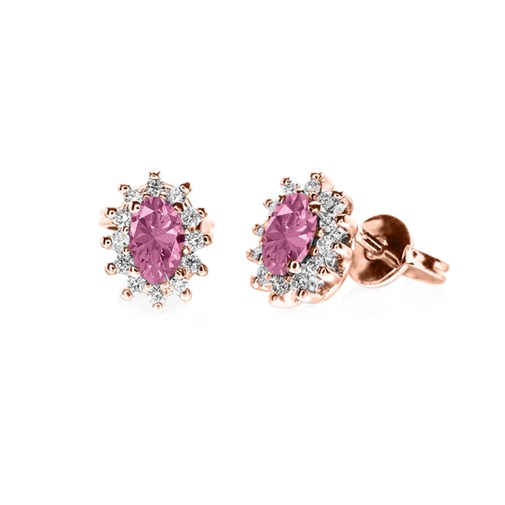 Orecchini in Oro Rosa Con Zaffiri Rosa e Diamanti OR-2403-16