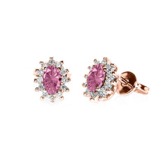 Orecchini in Oro Rosa Con Zaffiri Rosa e Diamanti OR-2403-16