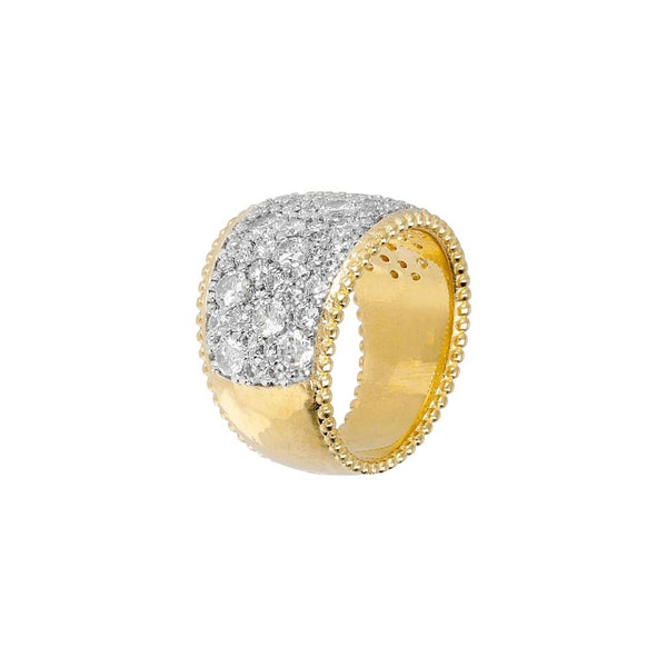 Anello Etrusca a Fascia Graduato con Pavé in Cubic Zirconia WSET00780.YG