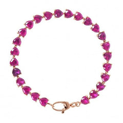 Pulsera de tenis Bronzallure con corazones de circonita cúbica fucsia