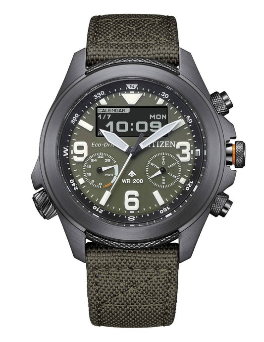 Citizen Men's Pro Master Land Green Watch with Green Fabric Strap
