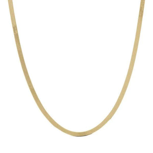 Collar de cadena de serpiente plana con efecto martillado bañado en oro de 18 kt