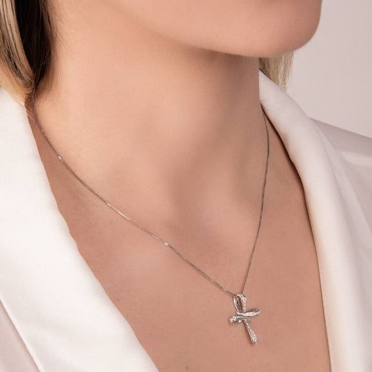 Collar Mirco Visconti con colgante de cruz y diamantes