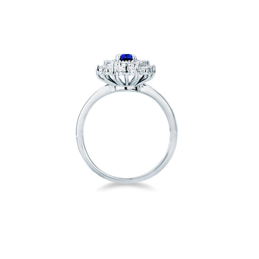 Mirco Visconti Ring with Natural Sapphire and Double Row of Diamonds
