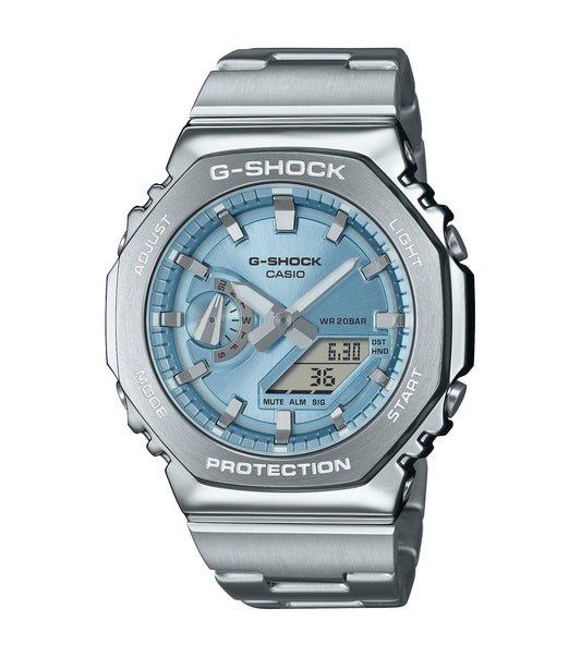 Orologio G-Shock da Uomo in Acciaio con Quadrante Azzurro e Bracciale Acciaio