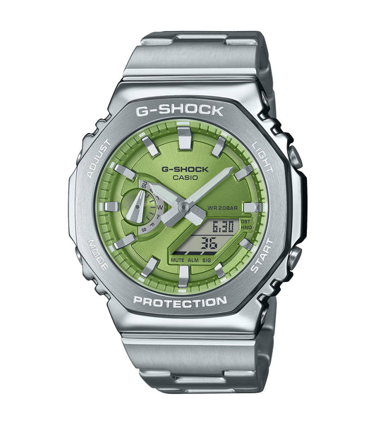 Orologio G-Shock da Uomo in Acciaio con Quadrante Verde Chiaro con Bracciale in Acciaio