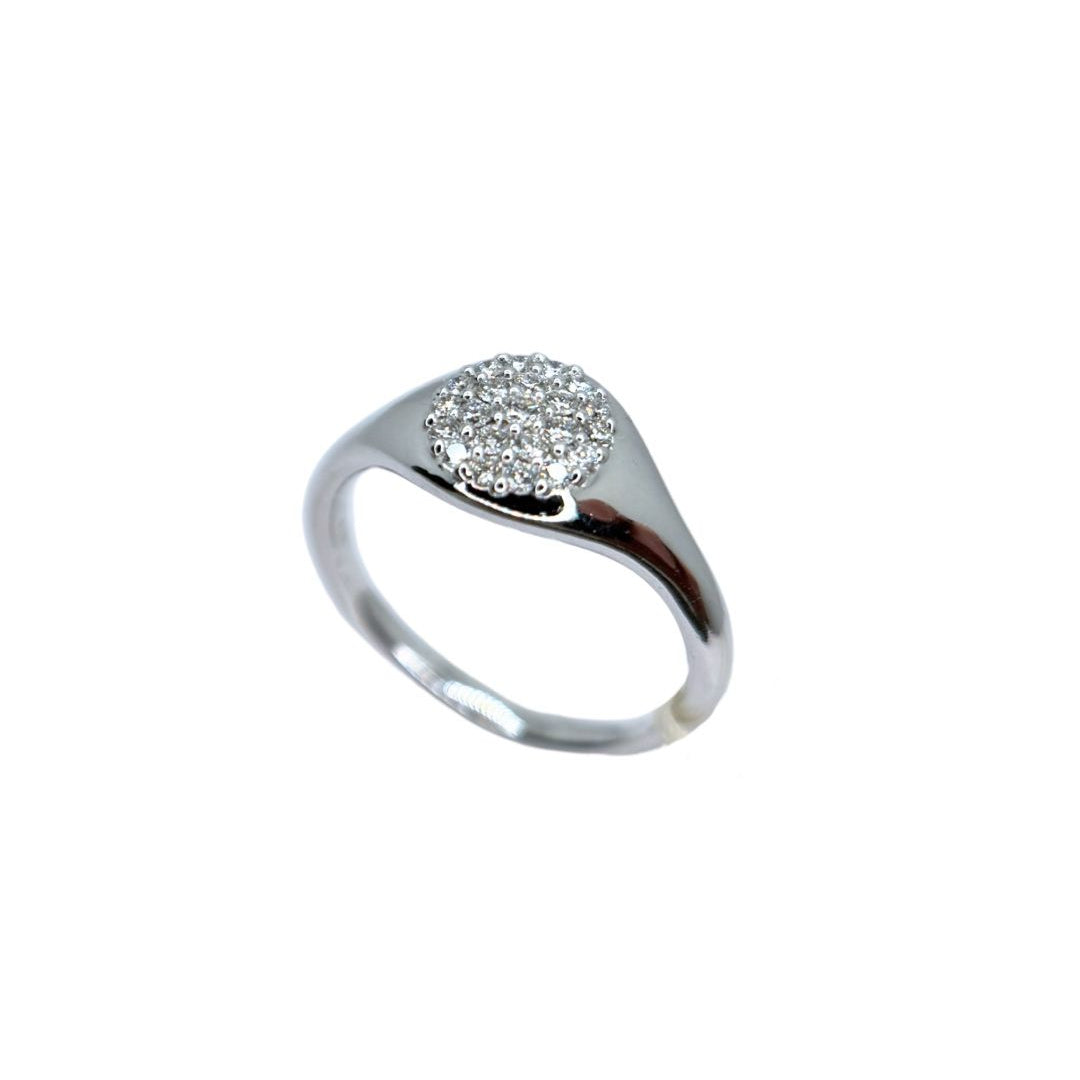 Anillo Mirco Visconti Pinky en oro blanco y pavé de diamantes