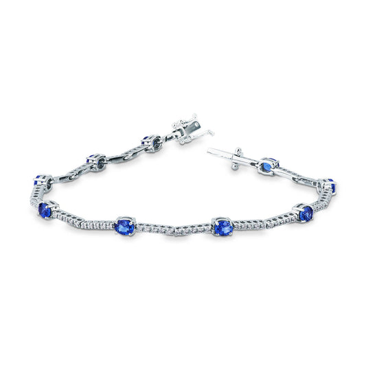 Pulsera de tenis Mirco Visconti en oro blanco de 18 kt con zafiros y diamantes