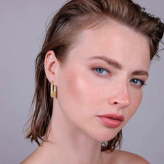 Pendientes de aro Milor Gold, forma alargada y abovedada, oro 375