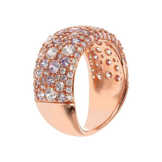 Anello Bronzallure A Fascia Graduato Con Pavé Misto Di Cubic Zirconia