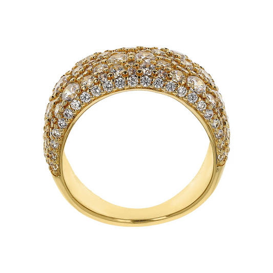 Anello Bronzallure A Fascia Graduato Golden Con Pavé Di Cubic Zirconia