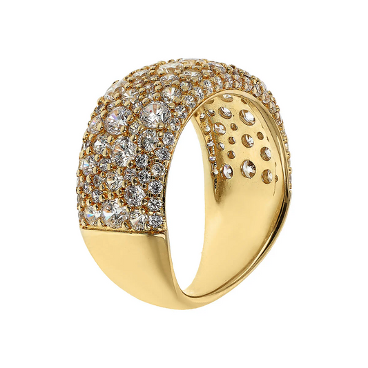 Anello Bronzallure A Fascia Graduato Golden Con Pavé Di Cubic Zirconia