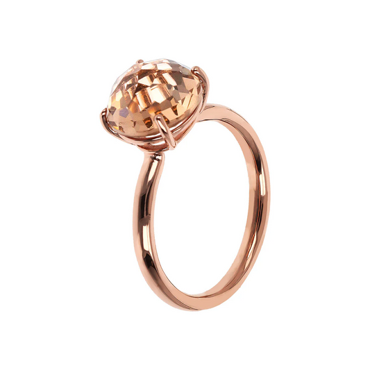 Anello Bronzallure Cocktail Con Prisma Gem Tonda Topazio Taglio Mosaico