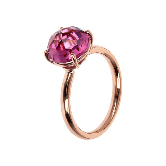 Anillo de cóctel Bronzallure de rodolita con gema prismática redonda de corte mosaico