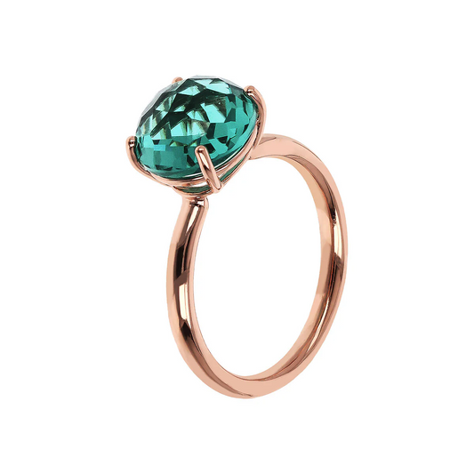 Anillo de turmalina cóctel Bronzallure con gema prismática de corte mosaico redondo