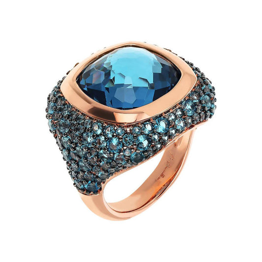Anello Bronzallure Chevalier Con Prisma Gem Blu E Pavé Di Cubic Zirconia
