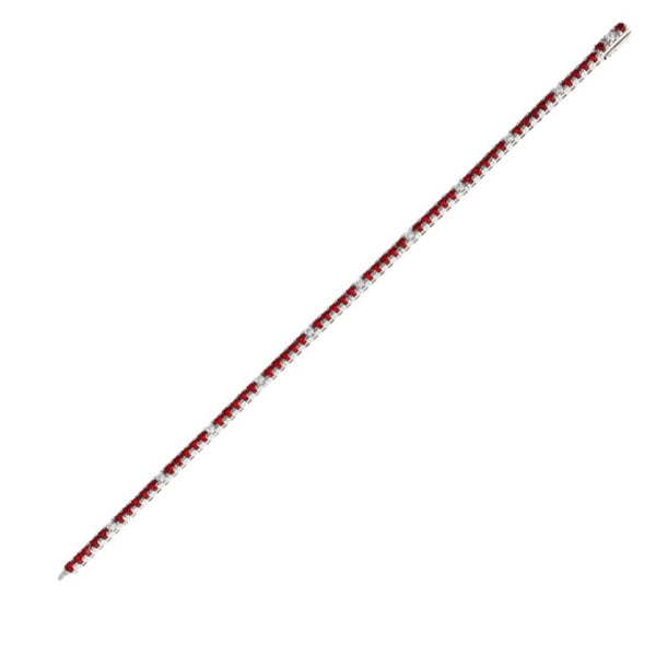 Bracciale Albert M. Tennis Bicolore Con Cubic Zirconia Rosso E Bianco WSOX00567.RD.RED-W.19