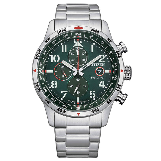 Citizen Men's Aviator Chronograph Watch with Green Dial