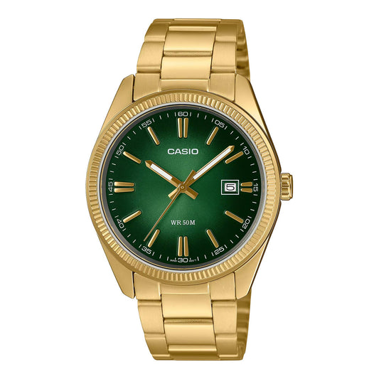 Orologio Casio Da Uomo Placcato Oro Giallo Con Quadrante Verde