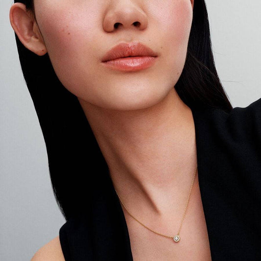 Collana Pandora Punto Luce E Pavè Placcata Oro Giallo