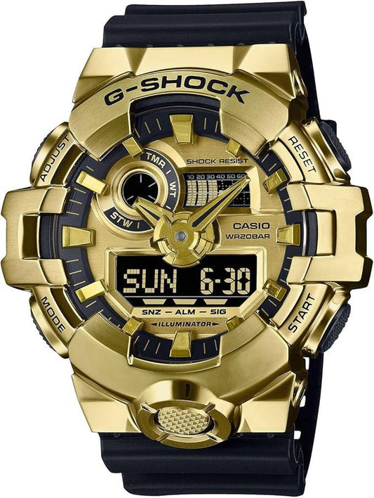 G-Shock Men's Watch GM 700 Series with Yellow Gold-Plated Steel Case and Silicone Strap