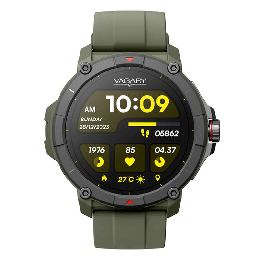 Smartwatch Vagary Cassa Rotonda con Cinturino in Silicone Verde