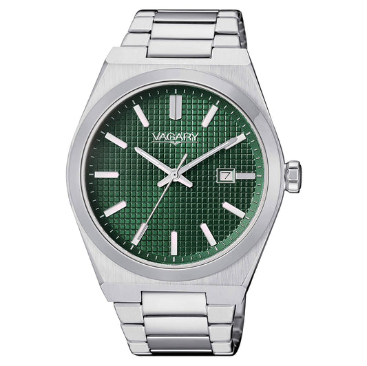 Vagary Timeless Steel Watch with Green Dial