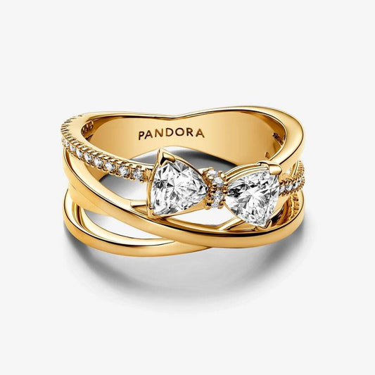 Pandora Thin Braided Band Ring with Bright Bow