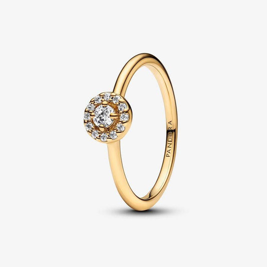 Anillo Pandora con Punto de Luz y Pavé en Baño de Oro de 14kt