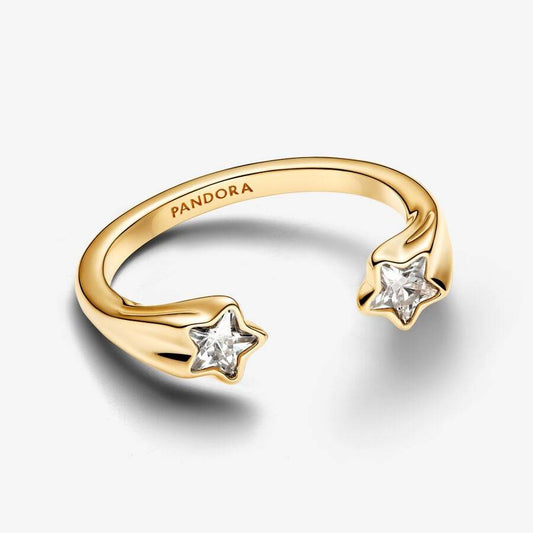Anillo Pandora Shooting Stars chapado en oro amarillo de 14 kt