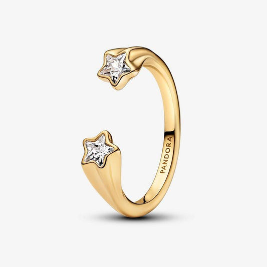 Anillo Pandora Shooting Stars chapado en oro amarillo de 14 kt