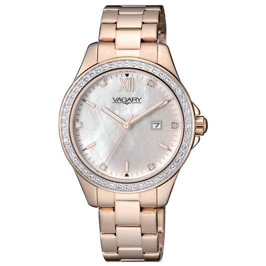 Vagary by Citizen Women's Rose Gold Plated Watch with Mother-of-Pearl Dial and Zircons